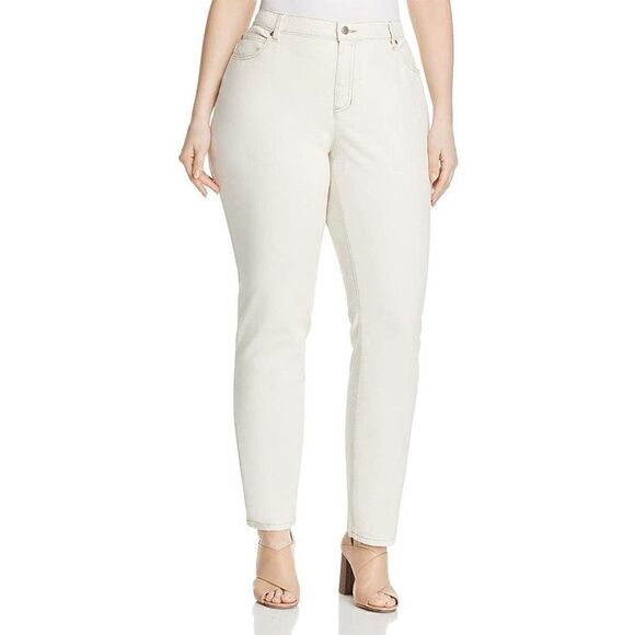 Eileen Fisher White Straight Leg Organic Cotton Jeans - Picture 1 of 8